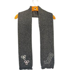 Aritzia TNA Grey Lambswool Angora Embroidered Scarf Vintage